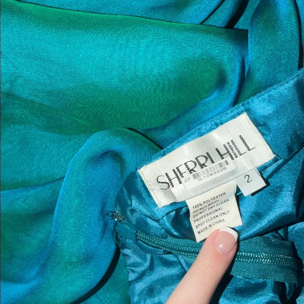 Sherri Hill 2piece teal formal dress w/ beaded top (read description for flaws!) - Picture 14 of 16